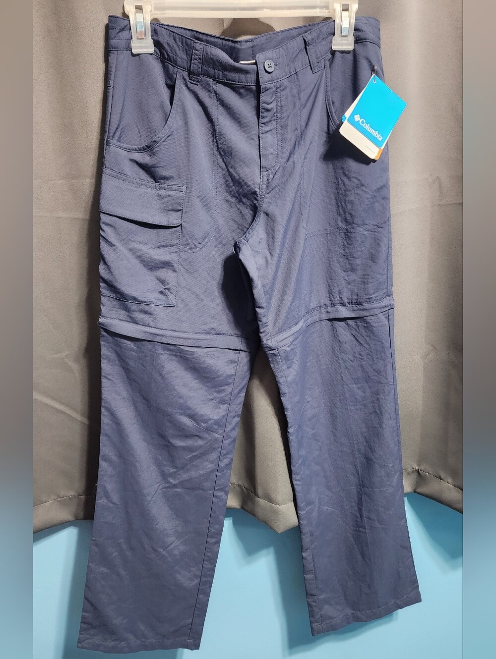 NWT Columbia Youth Boys L 14/16 Silver Ridge Convertible Hiking Pants Blue